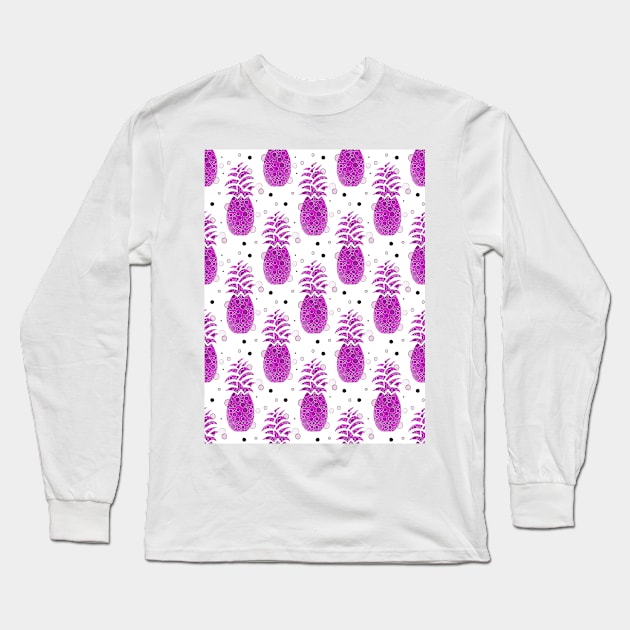 PURPLE Pineapple Pattern Long Sleeve T-Shirt by SartorisArt1